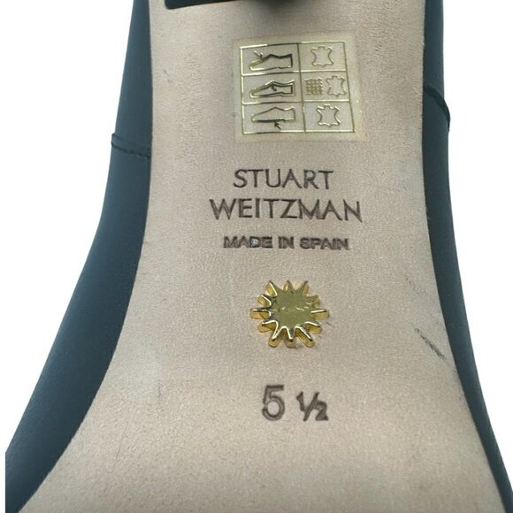 New Stuart Weitzman Max Black Leather Pointed Toe Sculptural Heel Bootie 5.5 - Picture 9 of 10